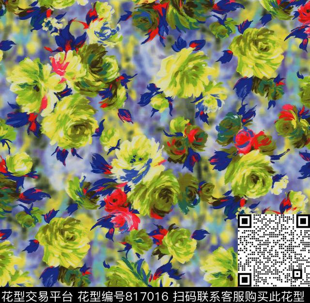 乱花花朵花卉数码印花华亿平台下载（图片编号: 817016） - 瓦栏（Walan）