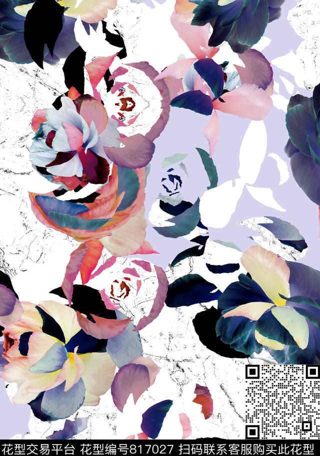 乱花花朵花卉数码印花华亿平台下载（图片编号: 817027） - 瓦栏（Walan）