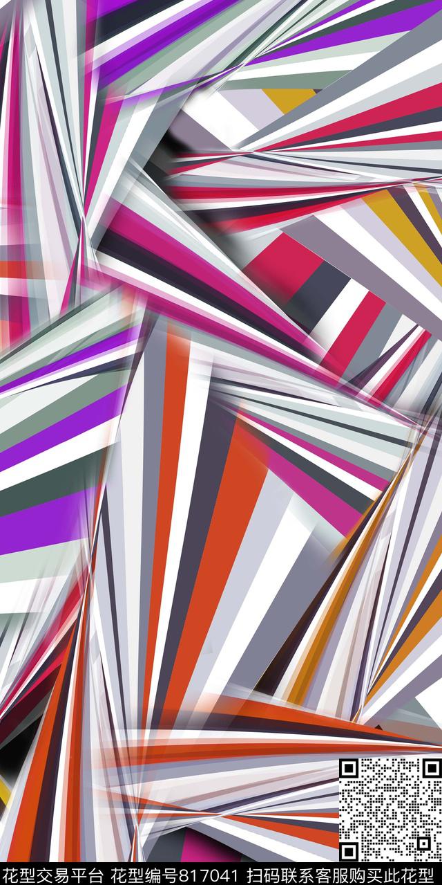 不规则几何条纹几何数码印花华亿平台下载（图片编号: 817041） - 瓦栏（Walan）