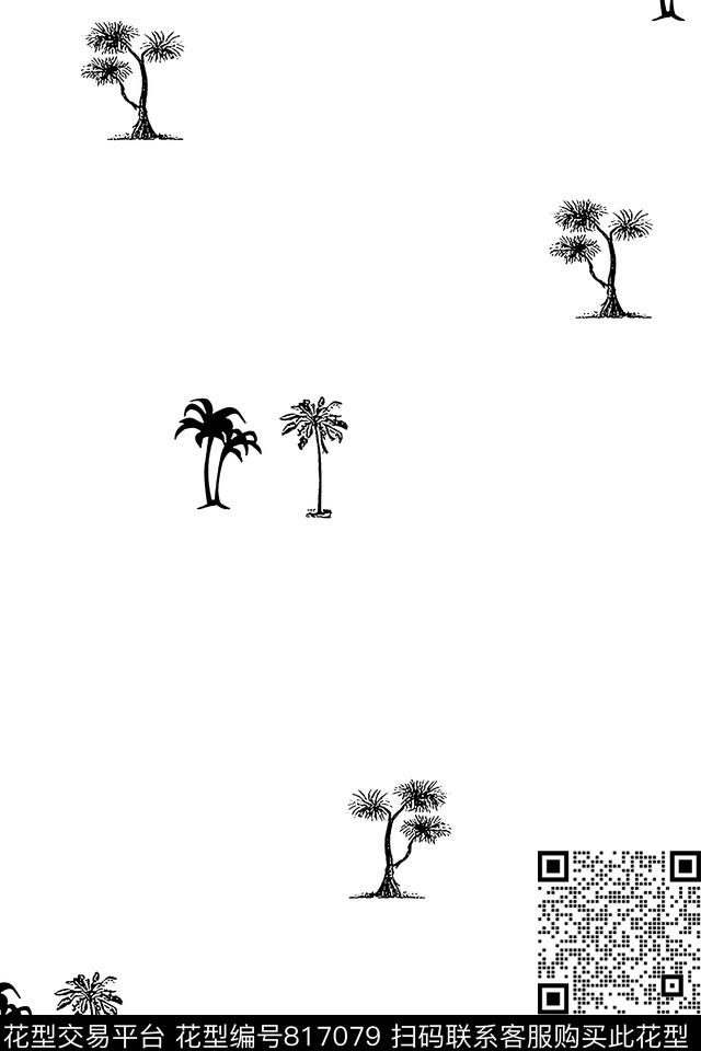 棷子树热带风情男装衬衫华亿平台传统印花华亿平台下载（图片编号: 817079） - 瓦栏（Walan）