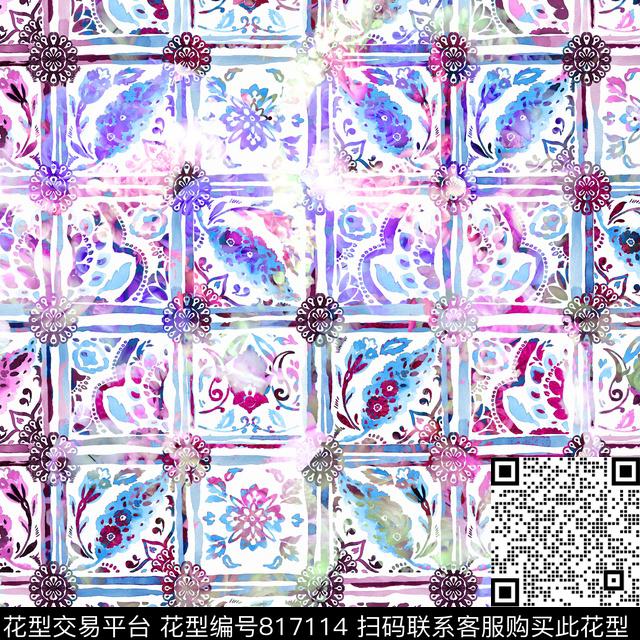 趣味光澤花数码印花华亿平台下载（图片编号: 817114） - 瓦栏（Walan）