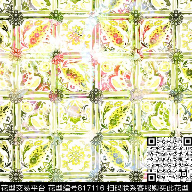 趣味光澤花数码印花华亿平台下载（图片编号: 817116） - 瓦栏（Walan）