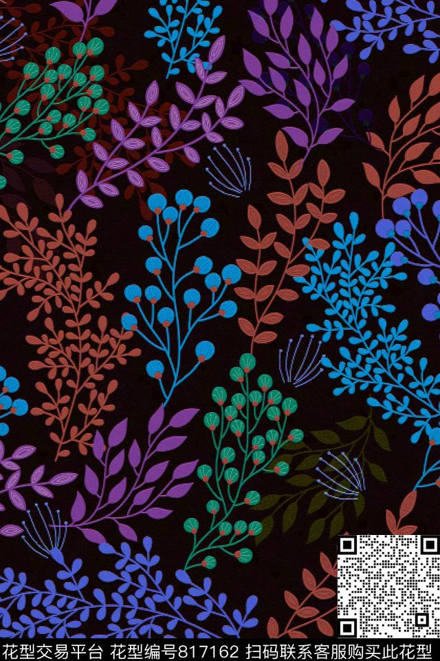 树叶叶子色彩传统印花华亿平台下载（图片编号: 817162） - 瓦栏（Walan）