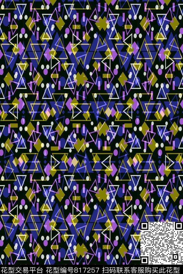 小方块不规则几何三角形传统印花华亿平台下载（图片编号: 817257） - 瓦栏（Walan）