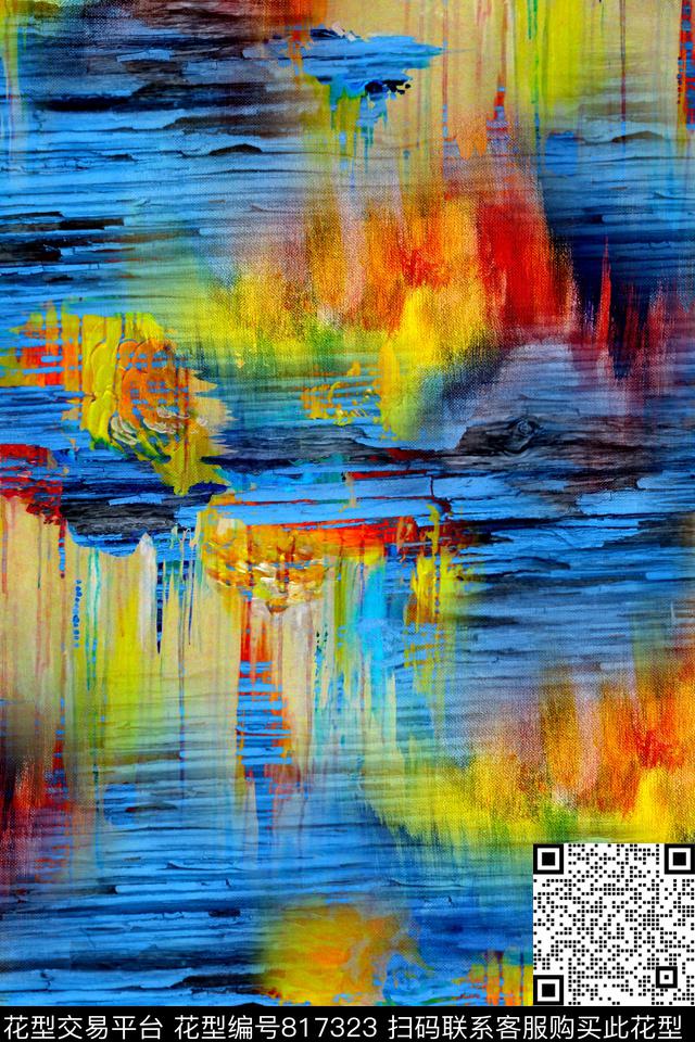 抽象几何拼接数码印花华亿平台下载（图片编号: 817323） - 瓦栏（Walan）