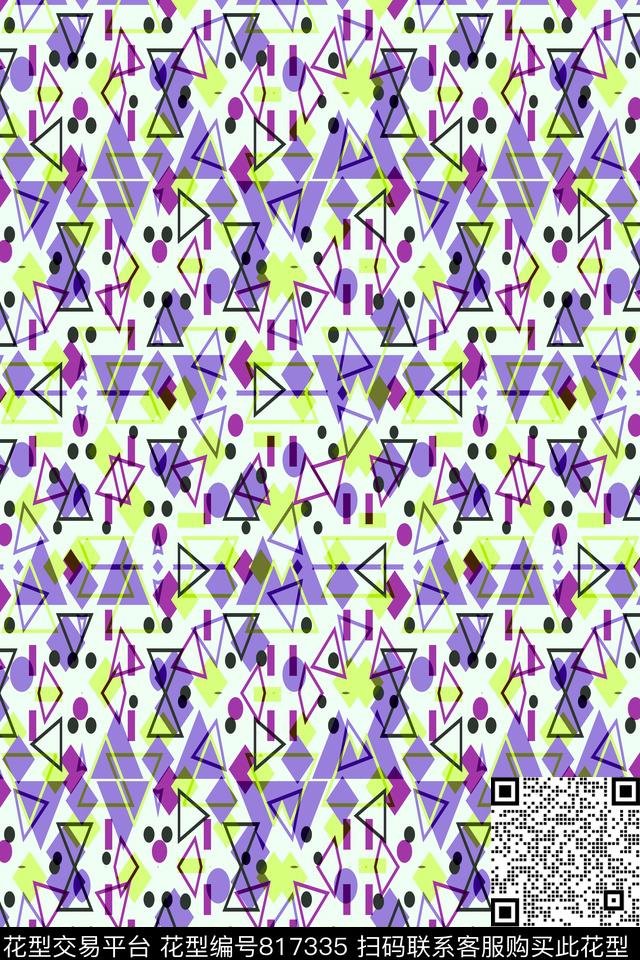 小方块不规则几何三角形传统印花华亿平台下载（图片编号: 817335） - 瓦栏（Walan）