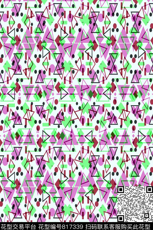 小方块不规则几何三角形传统印花华亿平台下载（图片编号: 817339） - 瓦栏（Walan）