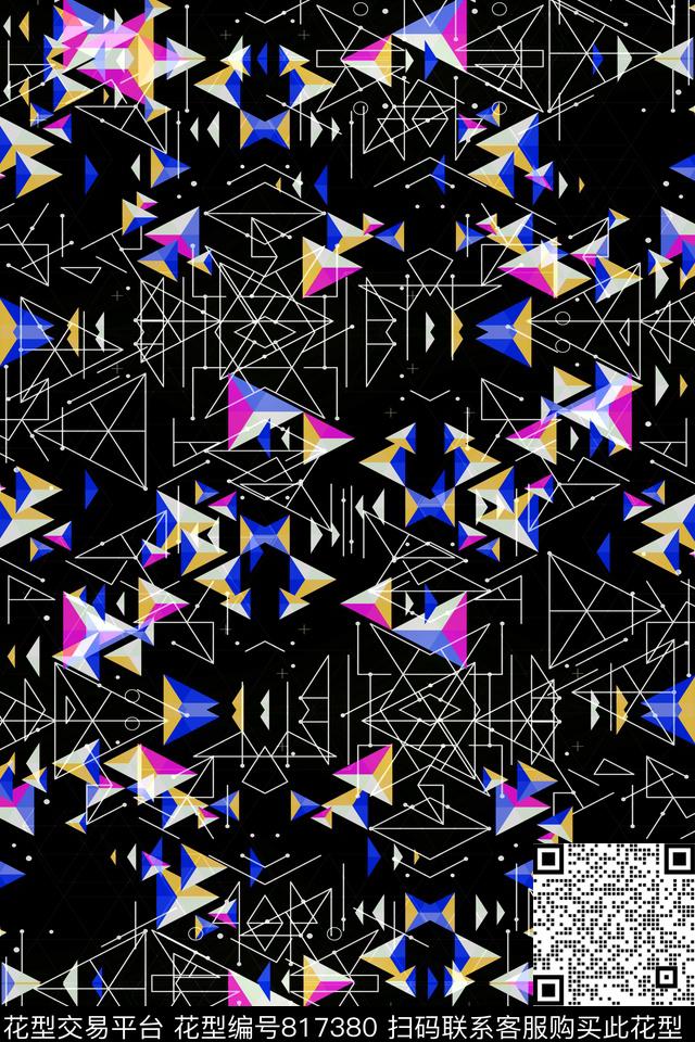 小方块不规则几何三角形传统印花华亿平台下载（图片编号: 817380） - 瓦栏（Walan）