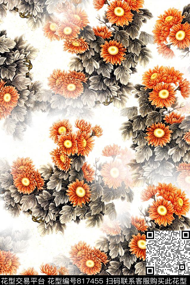 时尚中国风数码数码印花华亿平台下载（图片编号: 817455） - 瓦栏（Walan）