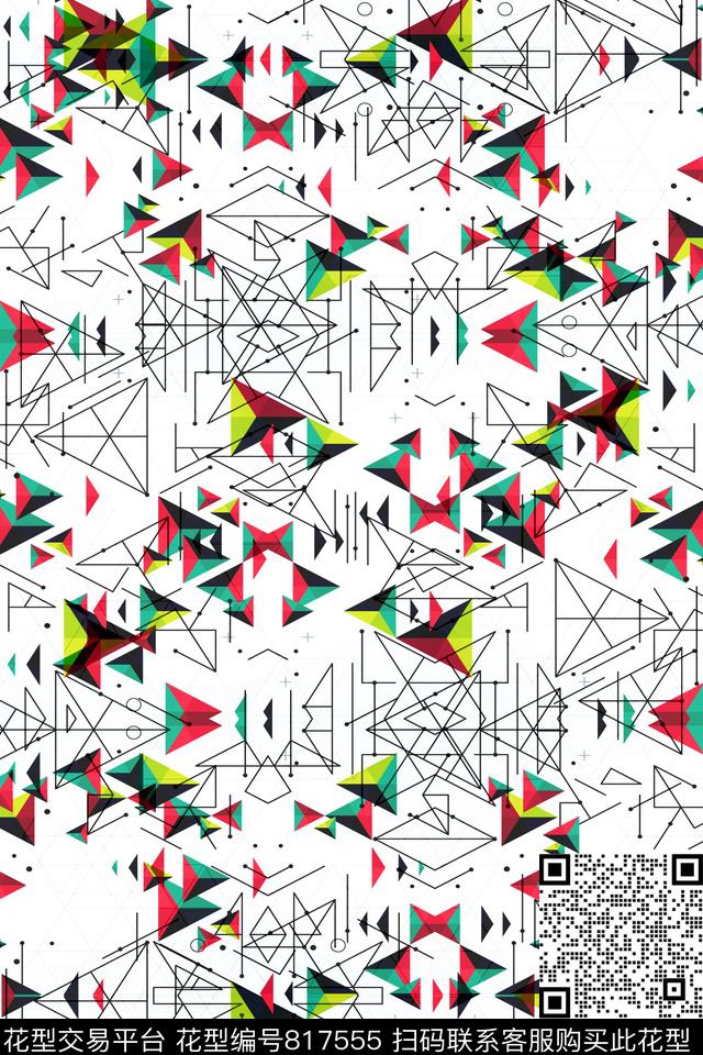 小方块不规则几何三角形传统印花华亿平台下载（图片编号: 817555） - 瓦栏（Walan）