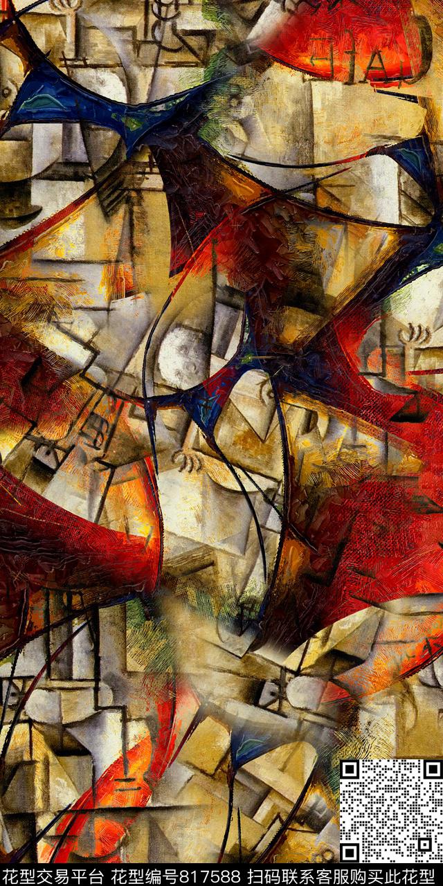 抽象数码几何数码印花华亿平台下载（图片编号: 817588） - 瓦栏（Walan）