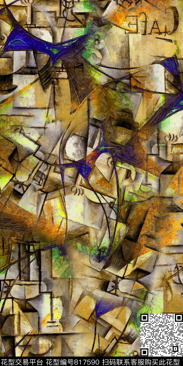 抽象数码几何数码印花华亿平台下载（图片编号: 817590） - 瓦栏（Walan）
