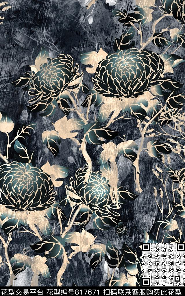 花朵花卉肌理数码印花华亿平台下载（图片编号: 817671） - 瓦栏（Walan）