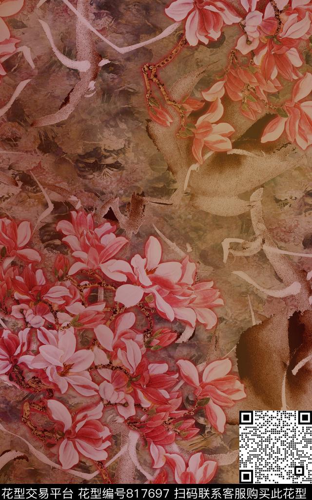 中国画水彩肌理数码印花华亿平台下载（图片编号: 817697） - 瓦栏（Walan）