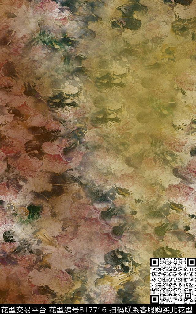 肌理色彩水彩数码印花华亿平台下载（图片编号: 817716） - 瓦栏（Walan）