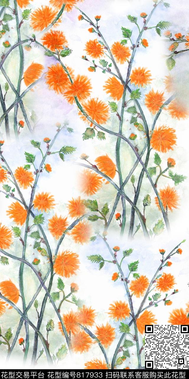 满版花花卉乱花数码印花华亿平台下载（图片编号: 817933） - 瓦栏（Walan）