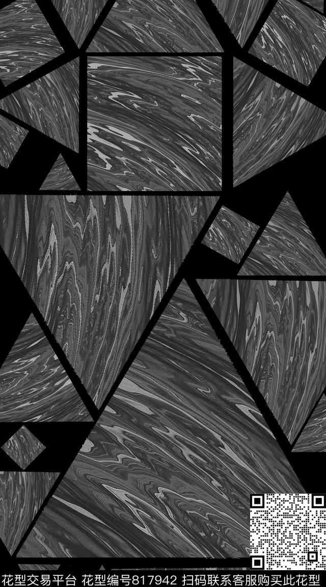 色块波点三角形数码印花华亿平台下载（图片编号: 817942） - 瓦栏（Walan）