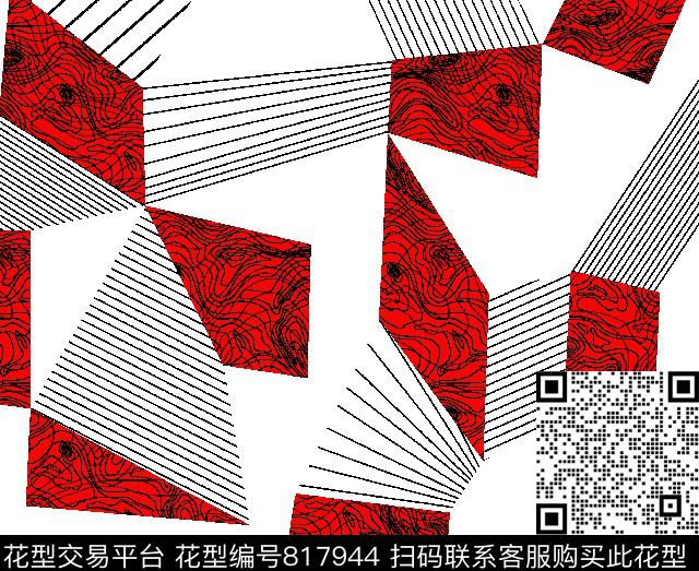 线条华亿平台几何拼贴三角形传统印花华亿平台下载（图片编号: 817944） - 瓦栏（Walan）