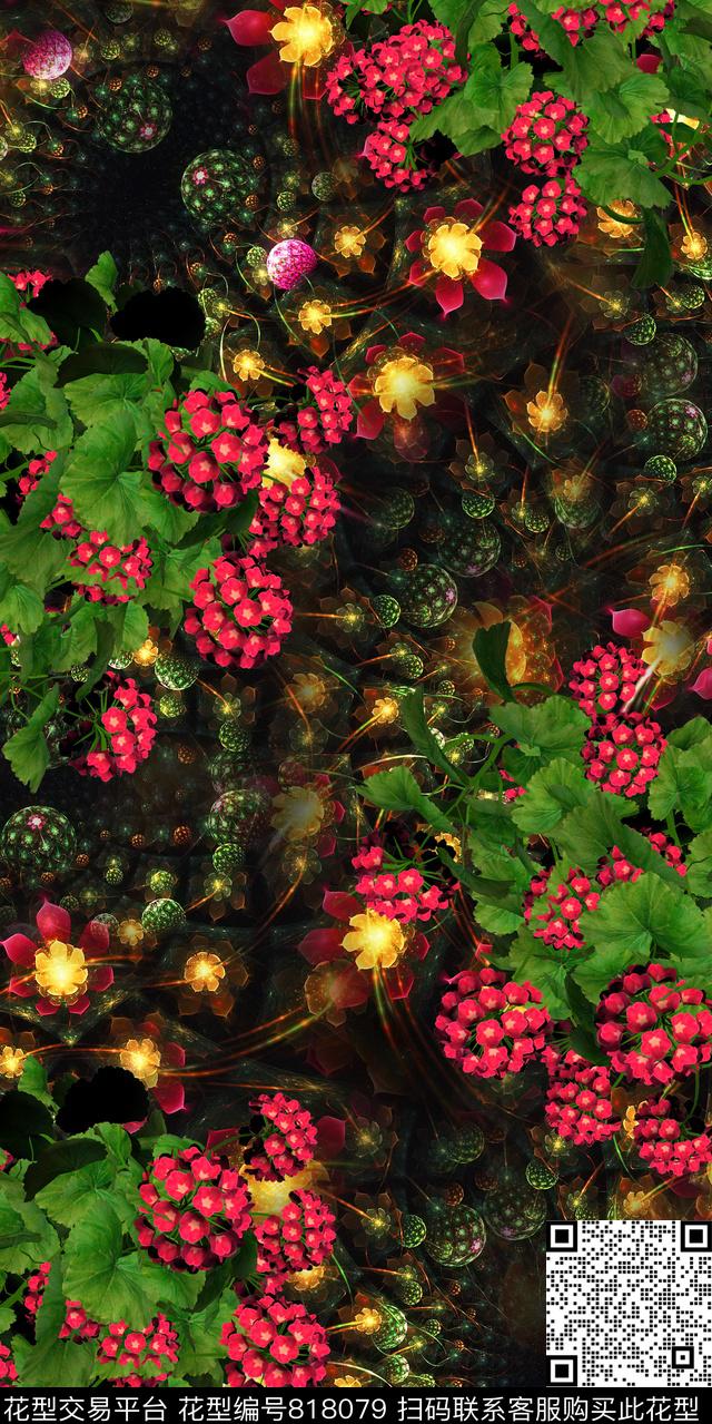 花卉玫瑰花数码印花华亿平台下载（图片编号: 818079） - 瓦栏（Walan）