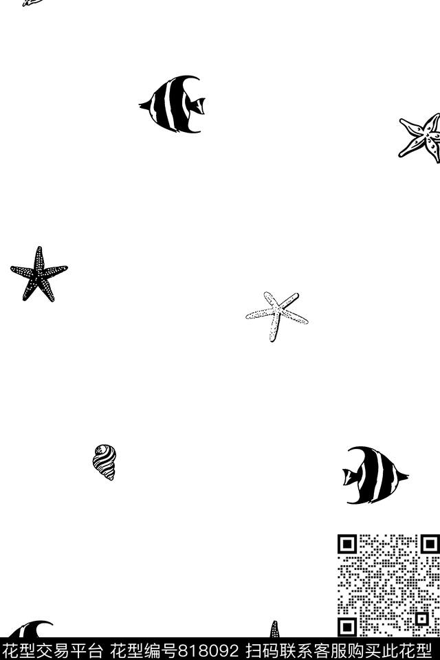 鱼海洋风男装衬衫华亿平台传统印花华亿平台下载（图片编号: 818092） - 瓦栏（Walan）