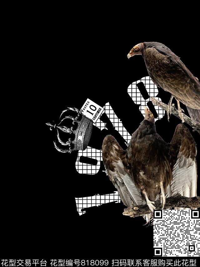 鸟几何皇冠数码印花华亿平台下载（图片编号: 818099） - 瓦栏（Walan）