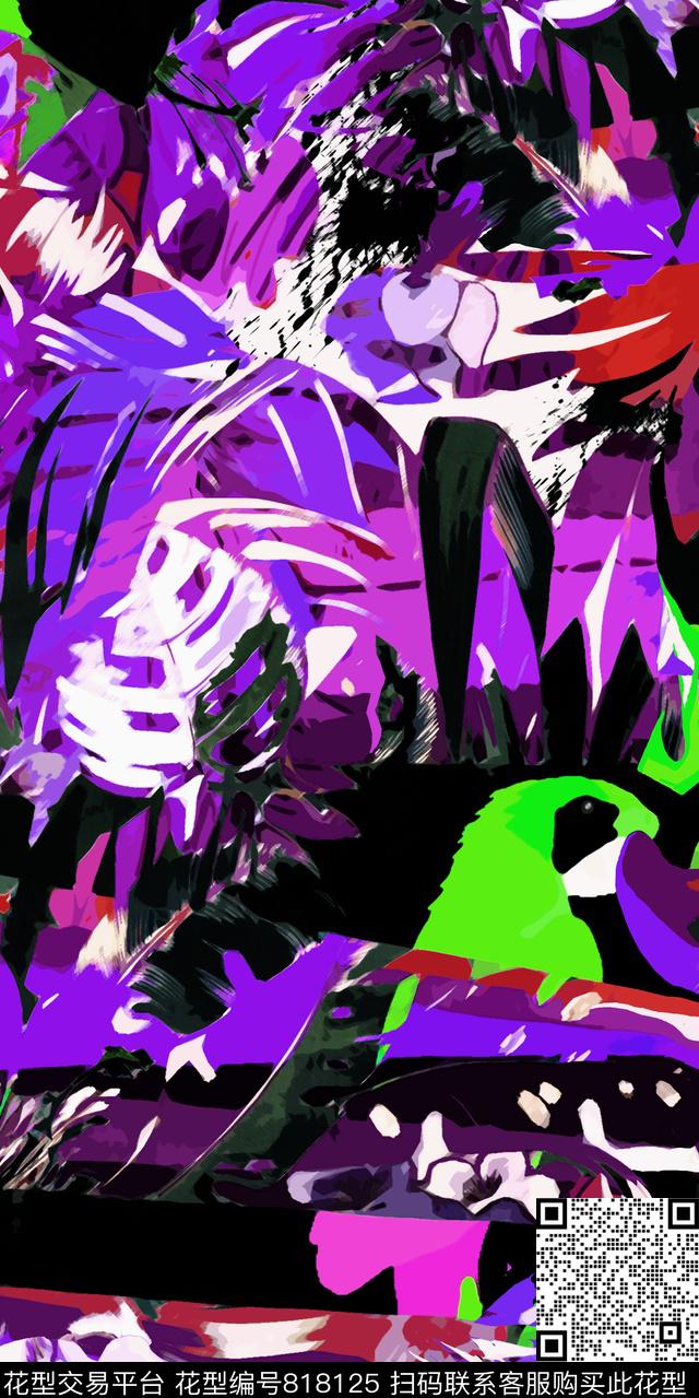 熱帶夏季亂花数码印花华亿平台下载（图片编号: 818125） - 瓦栏（Walan）