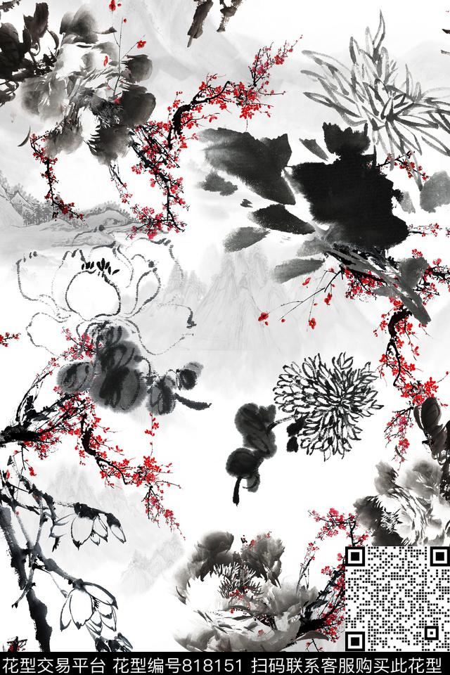 女装复古中国风数码印花华亿平台下载（图片编号: 818151） - 瓦栏（Walan）