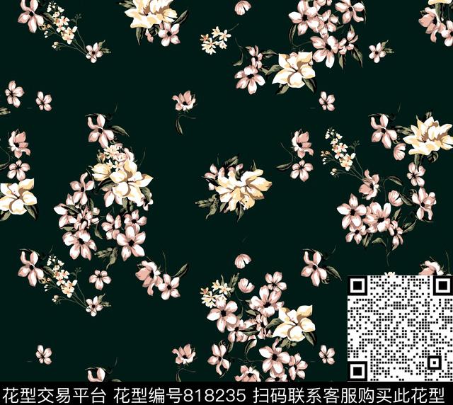 花卉女性化复古传统印花华亿平台下载（图片编号: 818235） - 瓦栏（Walan）