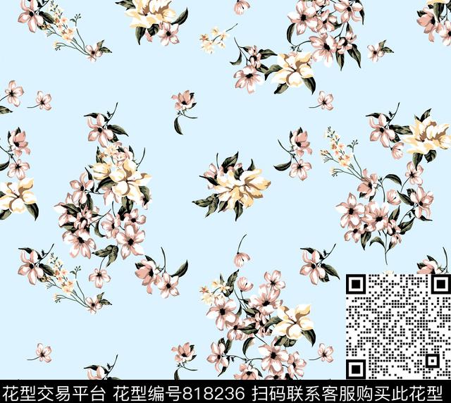 花卉女性化复古传统印花华亿平台下载（图片编号: 818236） - 瓦栏（Walan）