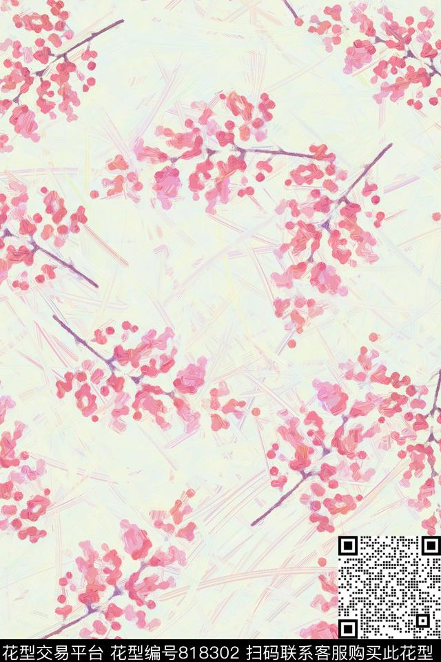 色彩树叶叶子数码印花华亿平台下载（图片编号: 818302） - 瓦栏（Walan）