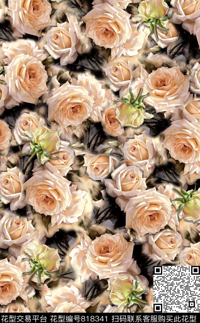 花朵花卉女装数码印花华亿平台下载（图片编号: 818341） - 瓦栏（Walan）