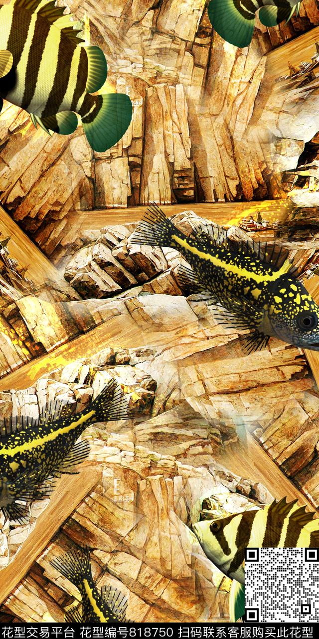 鲤鱼热带鱼鱼数码印花华亿平台下载（图片编号: 818750） - 瓦栏（Walan）