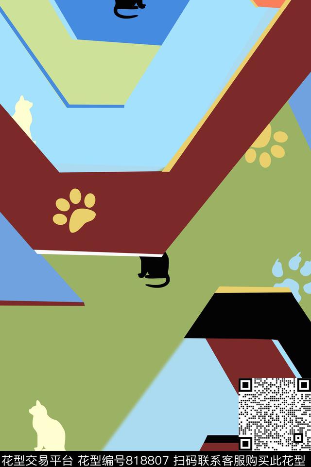 不规则几何色块几何传统印花华亿平台下载（图片编号: 818807） - 瓦栏（Walan）