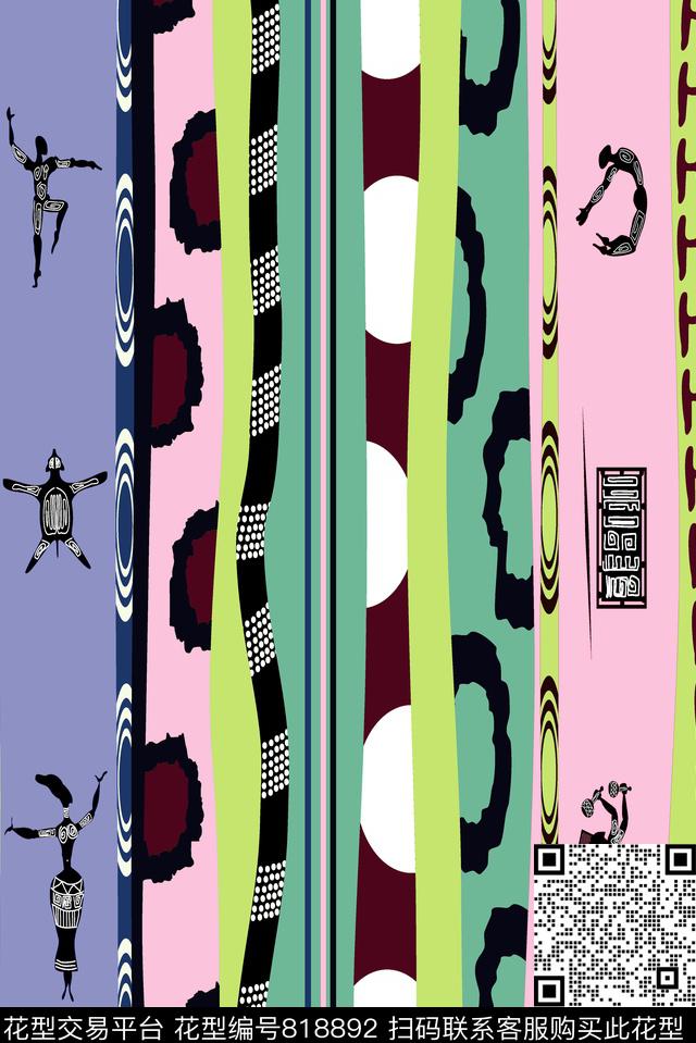 几何线条抽象传统印花华亿平台下载（图片编号: 818892） - 瓦栏（Walan）