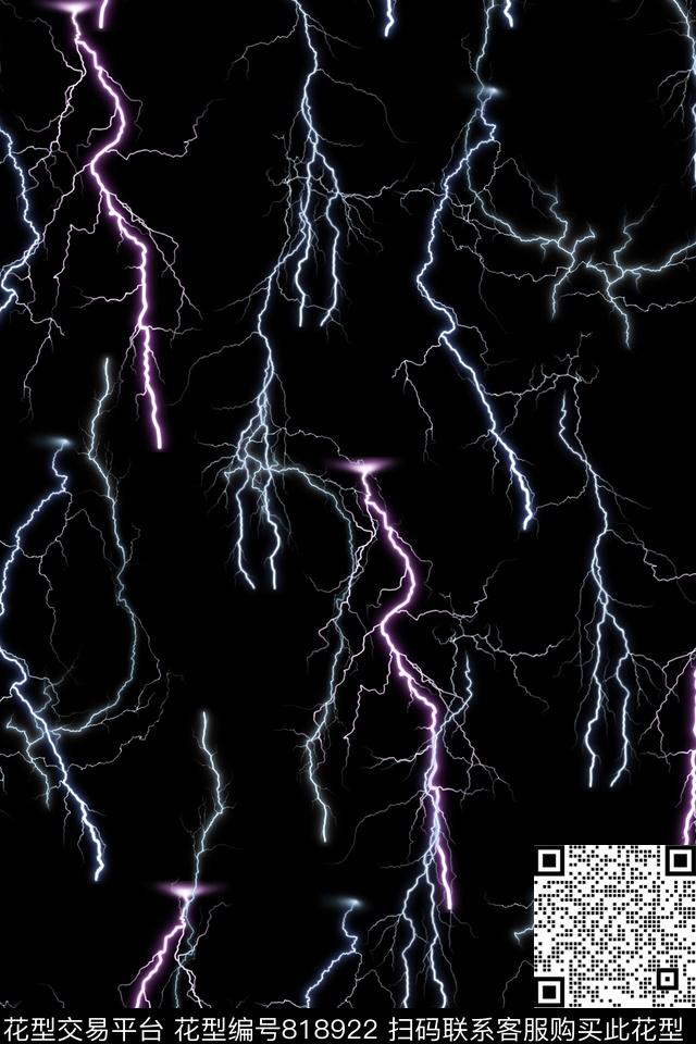 黑白闪电四方连续数码印花华亿平台下载（图片编号: 818922） - 瓦栏（Walan）