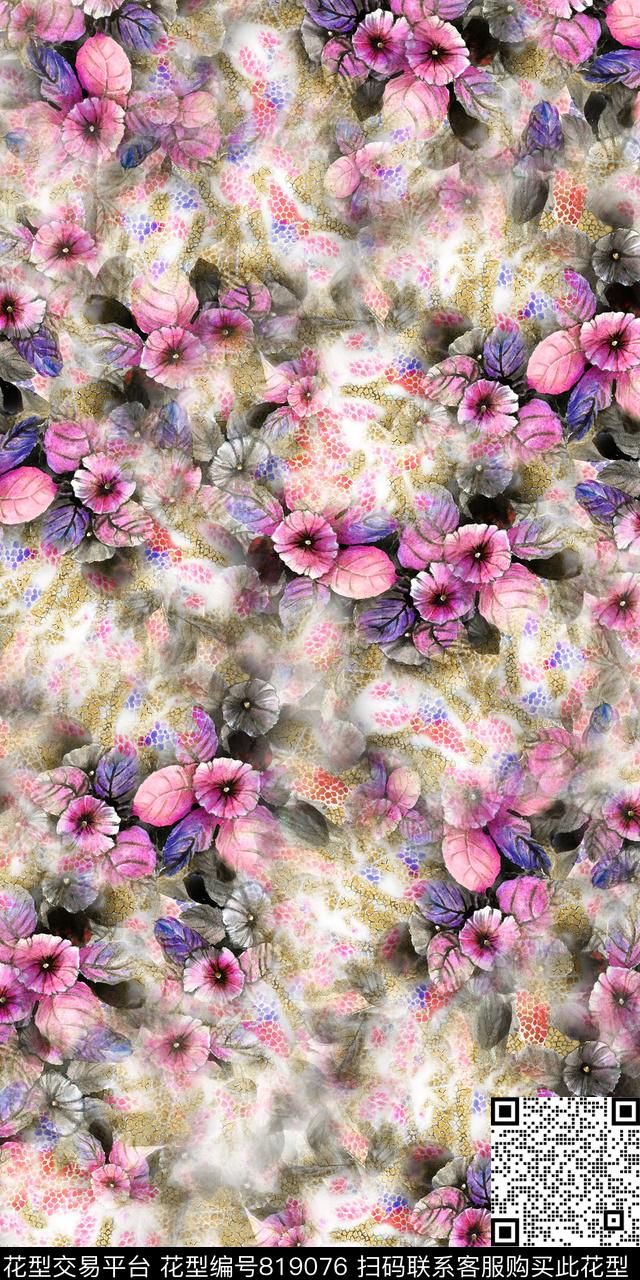 手绘花卉小碎花小清新数码印花华亿平台下载（图片编号: 819076） - 瓦栏（Walan）