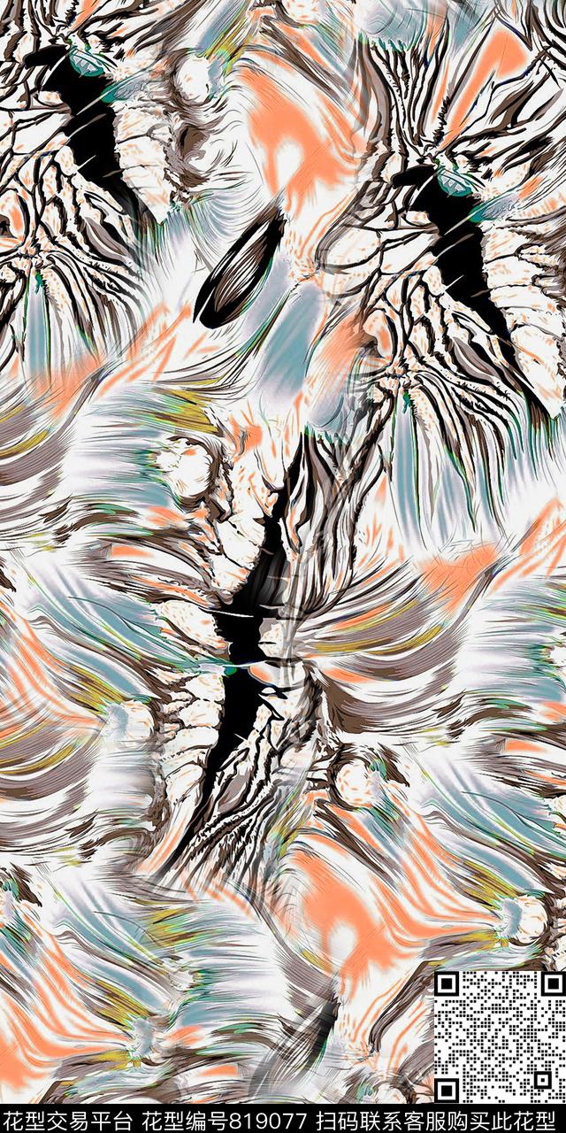 几何抽象手绘数码印花华亿平台下载（图片编号: 819077） - 瓦栏（Walan）