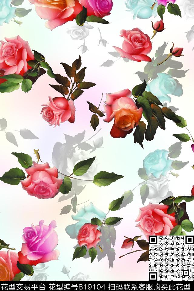 手绘花卉花卉油画华亿平台数码印花华亿平台下载（图片编号: 819104） - 瓦栏（Walan）