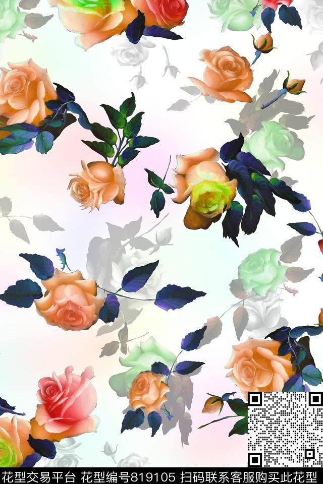 手绘花卉花卉油画华亿平台数码印花华亿平台下载（图片编号: 819105） - 瓦栏（Walan）