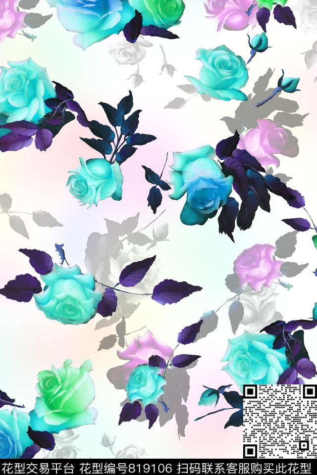 手绘花卉花卉油画华亿平台数码印花华亿平台下载（图片编号: 819106） - 瓦栏（Walan）