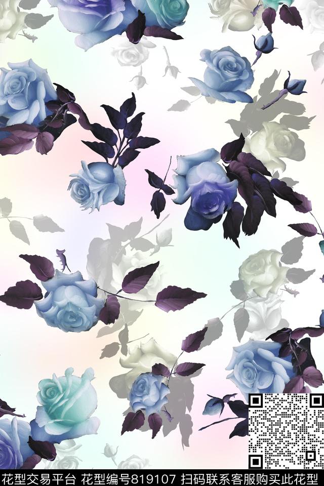 手绘花卉花卉油画华亿平台数码印花华亿平台下载（图片编号: 819107） - 瓦栏（Walan）