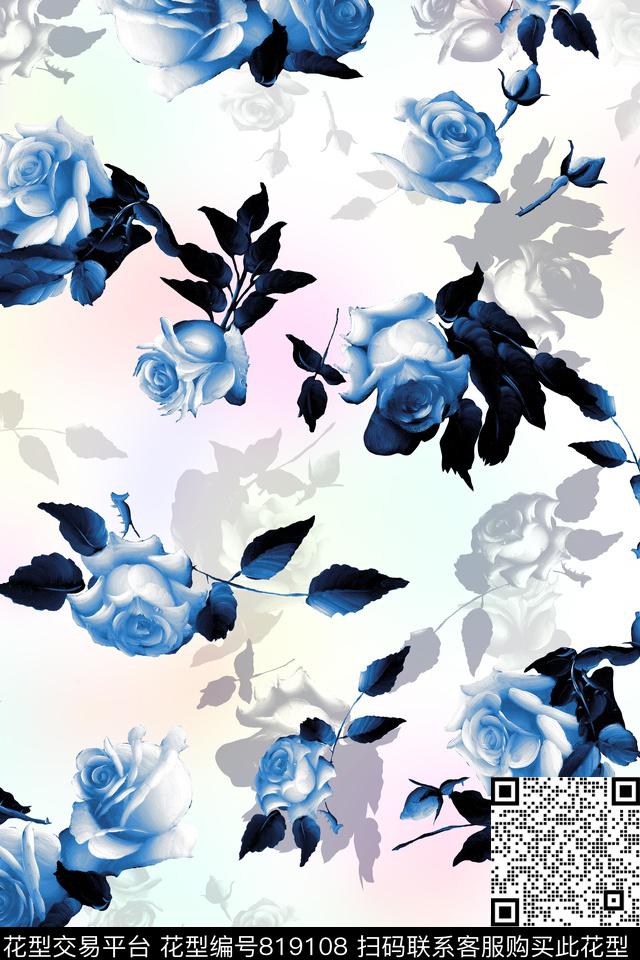 手绘花卉花卉油画华亿平台数码印花华亿平台下载（图片编号: 819108） - 瓦栏（Walan）