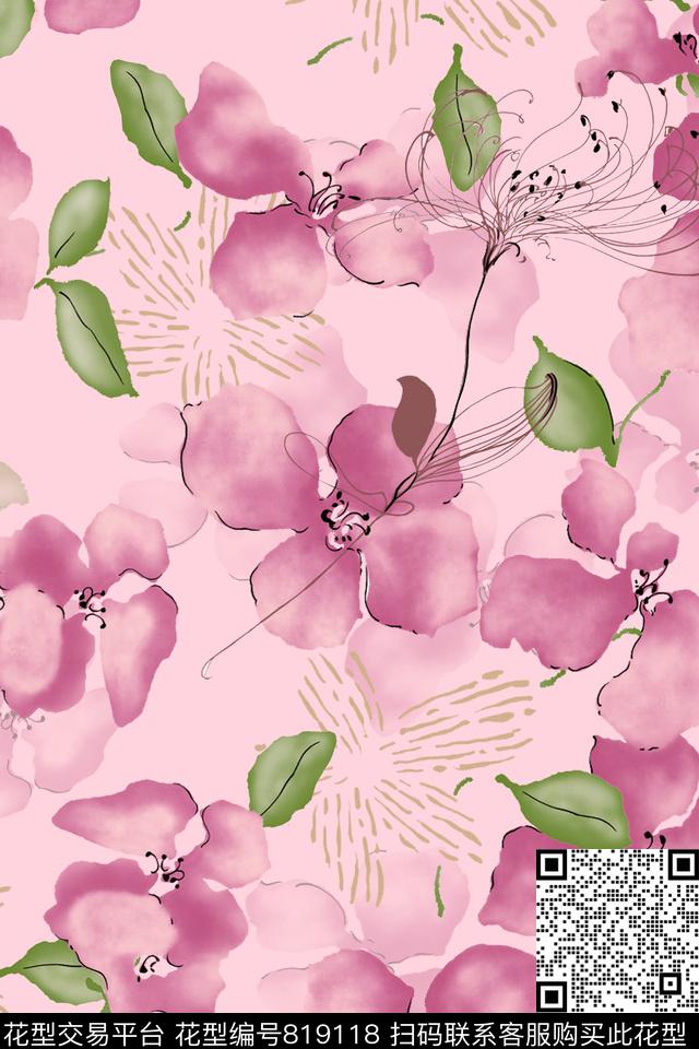 花朵花瓣花卉传统印花华亿平台下载（图片编号: 819118） - 瓦栏（Walan）