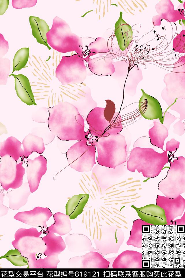 花朵花瓣花卉传统印花华亿平台下载（图片编号: 819121） - 瓦栏（Walan）