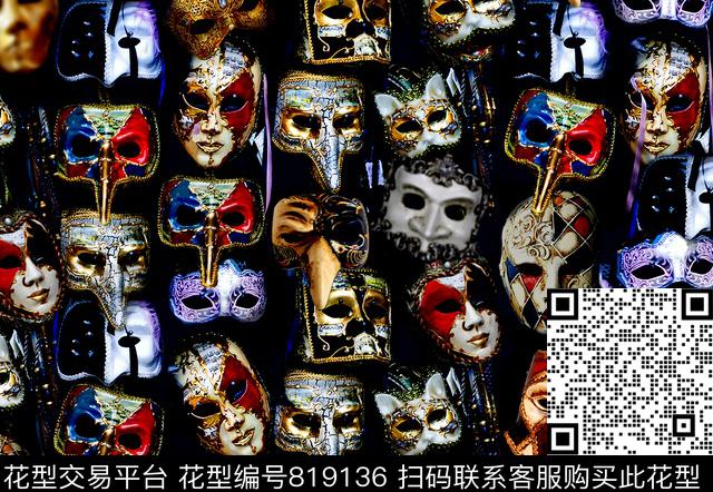 民族风中国风脸谱数码印花华亿平台下载（图片编号: 819136） - 瓦栏（Walan）