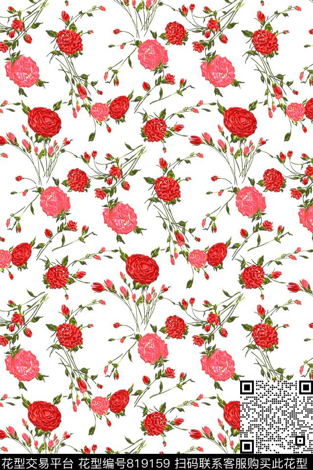 小碎花花卉花朵数码印花华亿平台下载（图片编号: 819159） - 瓦栏（Walan）