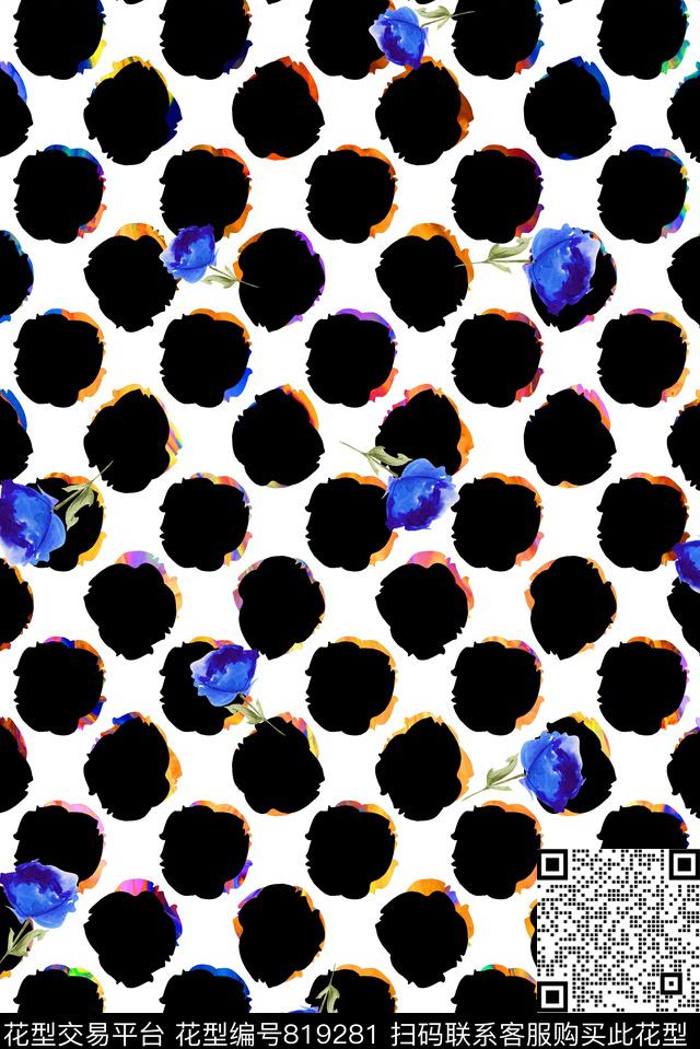 几何圆点清爽数码印花华亿平台下载（图片编号: 819281） - 瓦栏（Walan）