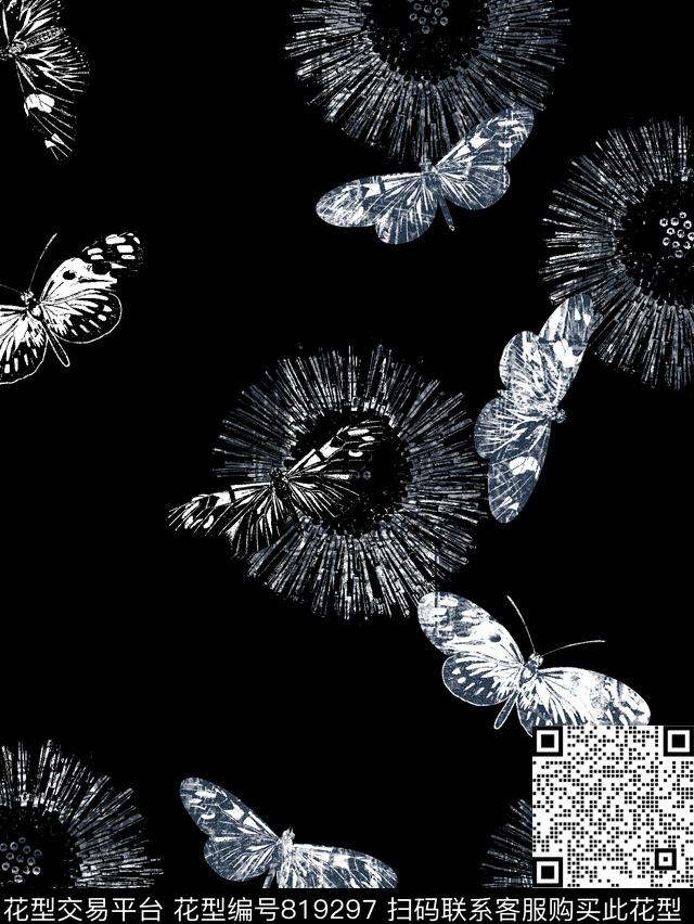 几何纹理蝴蝶男装羽绒服华亿平台数码印花华亿平台下载（图片编号: 819297） - 瓦栏（Walan）