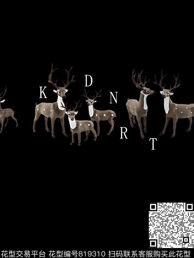 鹿动物男装T恤华亿平台数码印花华亿平台下载（图片编号: 819310） - 瓦栏（Walan）