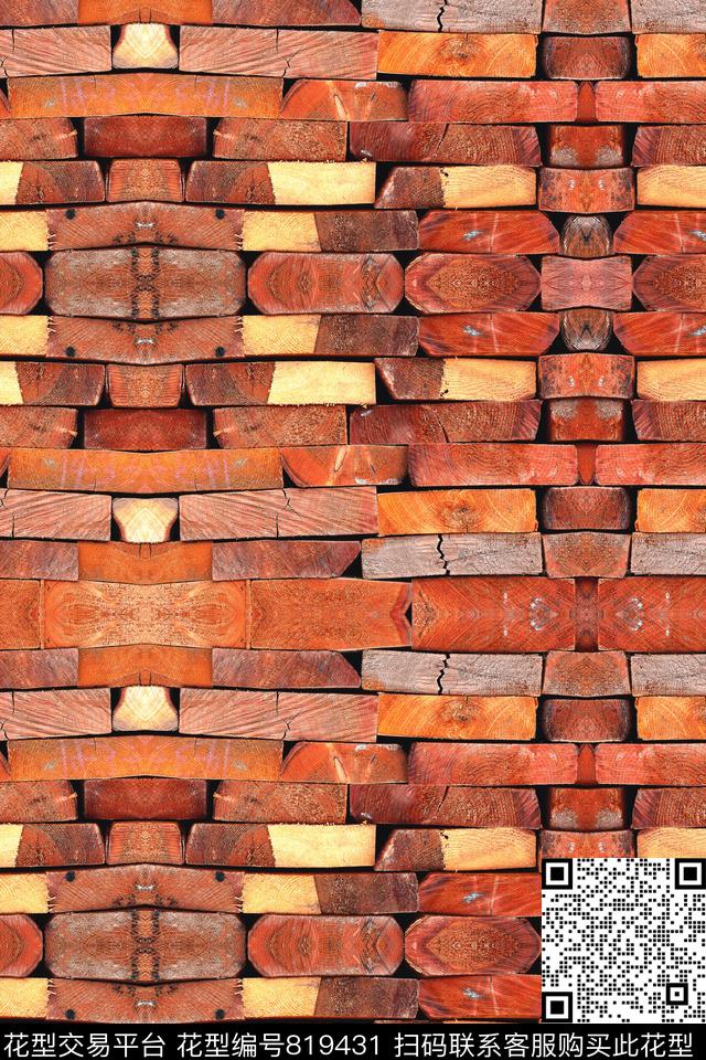 肌理效果木头机理自然写实数码印花华亿平台下载（图片编号: 819431） - 瓦栏（Walan）